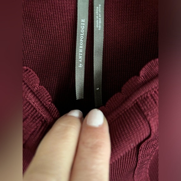 By Anthropologie Slim Square-Neck Sleeveless Midi Jumper Dress in Wine Size S - Picture 5 of 9